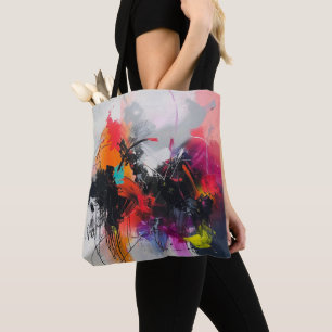 Tas met gestructureerde abstracte kunst in roze, r