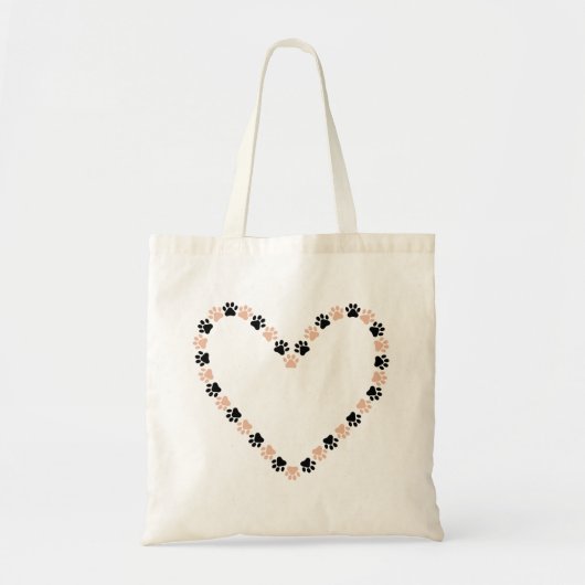 Tas met hartvormige pootafdrukken - Roze en zwarte (Voorkant)