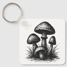 Tas met ingetekende paddenstoelencluster sleutelhanger