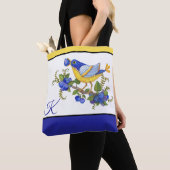 TAS met INITIAAL BIRD BLUEBERRIES BLUE GEEL (Dichtbij)