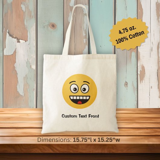 Tas met lachend gezicht en open mond
