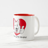 Tas met lachende Zwitserse Witte Herder Tweekleurige Koffiemok (Voorkant rechts)