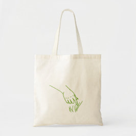 Tas met lijnkunst van groene hand die gras aanraak