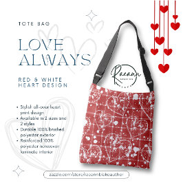 Tas met 'Love Always Red & White Heart' ontwerp
