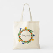 Tas met monogram en bloemenkrans Wild Blossoms (Achterkant)
