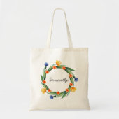 Tas met monogram en bloemenkrans Wild Blossoms (Voorkant)