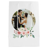 Tas met monogram en waterverf roze roos foto medium cadeauzakje (Achterkant)