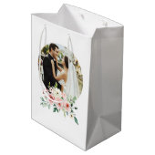 Tas met monogram en waterverf roze roos foto medium cadeauzakje (Achterkant Gekanteld)