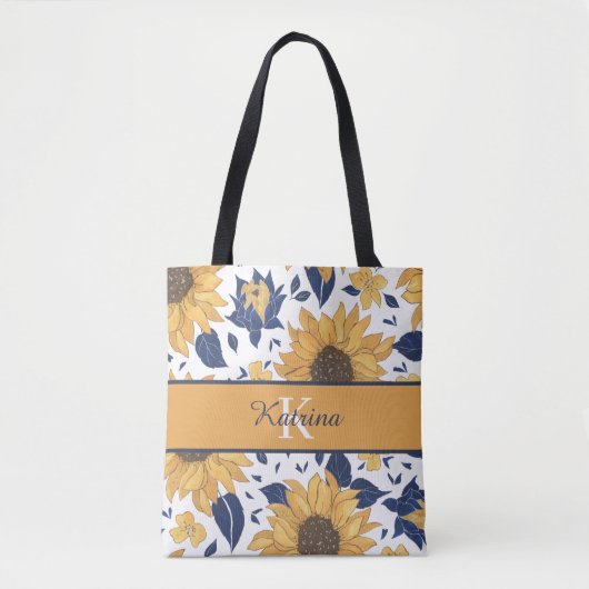 Tas met monogram en zonnebloem (Voorkant)
