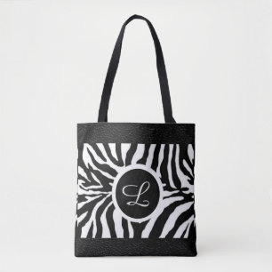 Tas met monogram zebra motief en leren rand