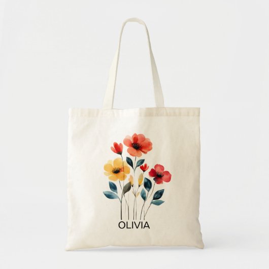 Tas met naam bruidsmeisje wilde bloem (Voorkant)
