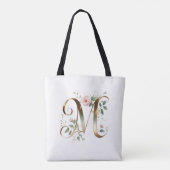 Tas met opdruk van gouden bloemletter M (Achterkant)
