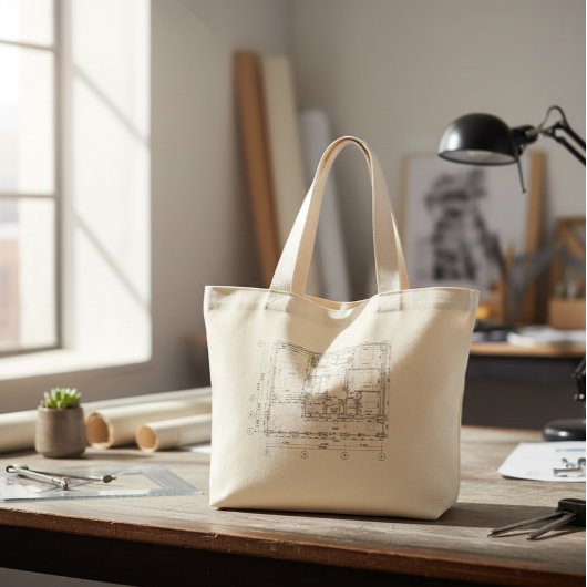 Tas met plattegrond van cottage blueprint