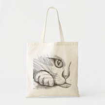 Tas met potloodtekening van kat