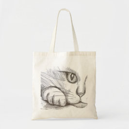 Tas met potloodtekening van kat