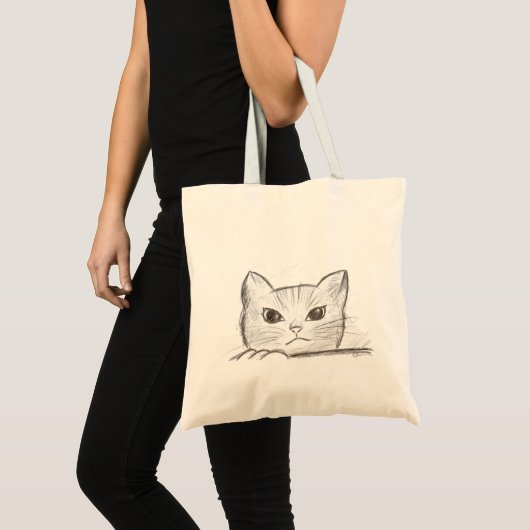 Tas met potloodtekening van kat (Voorkant (product))