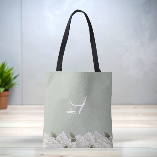 Tas met saliegroene kant bloemenmonogram stijlvoll