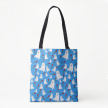 Tas met Samoyeds op Sky Blue.