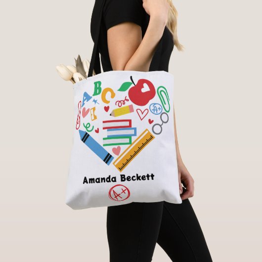 Tas met schoolspullen voor een A+ leraar (Dichtbij)