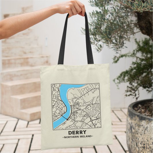 Tas met stadsplattegrond van Derry, Noord-Ierland
