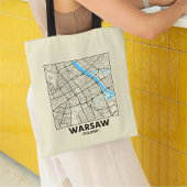 Tas met stadsplattegrond van Warschau, Polen