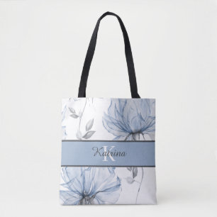 Tas met waterverf bloemen en monogram