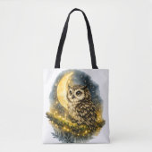 Tas met waterverf-uil op wassende maan (Voorkant)