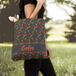 Tas met wilde bloemen klaproos patroon grijs