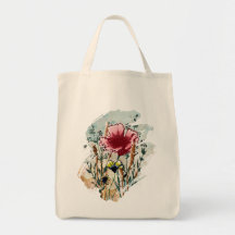 Tas met wilde bloemen verfspetters