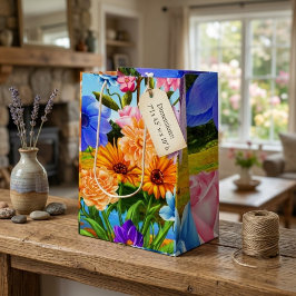 Tas met wilde bloementuin-cadeau medium cadeauzakje