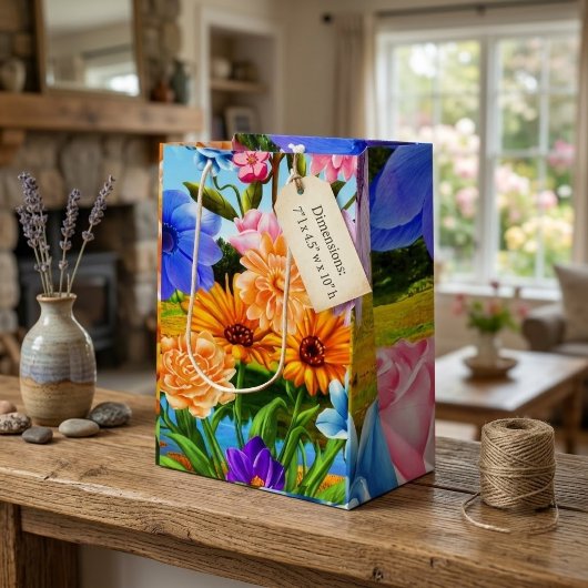 Tas met wilde bloementuin-cadeau medium cadeauzakje