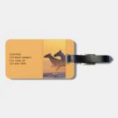 Tas met wilde paarden en zonsondergang aan de ocea bagagelabel (Achterkant horizontaal)