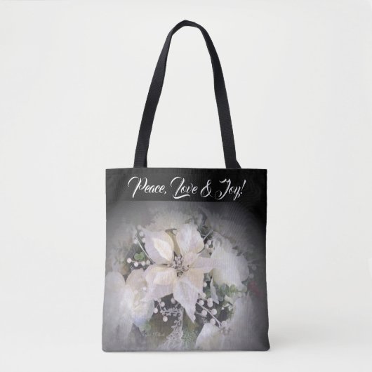 Tas met witte kerst Poinsettia (Voorkant)