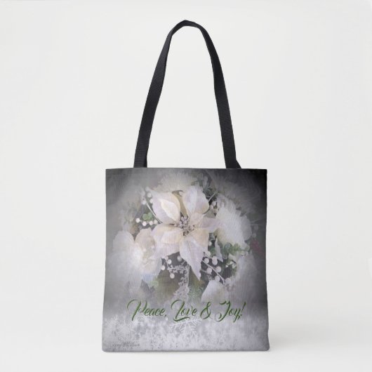 Tas met witte kerst Poinsettia (Voorkant)