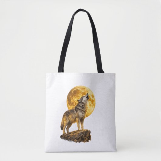 Tas met wolf die naar de maan huilt (Voorkant)