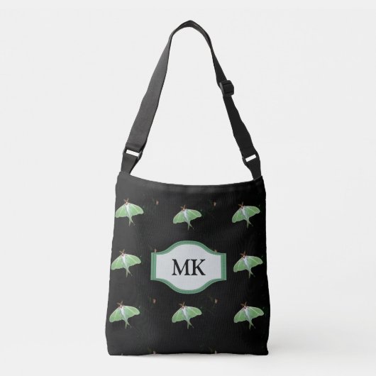 Tas met zwart Luna Moth-monogrammotief (Voorkant)
