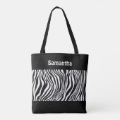 Tas met zwart-wit zebraprint en monogram (Achterkant)