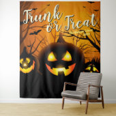 Tas of Behandeling Halloween Pompoenen Foto Achter Wandkleed (In situ)