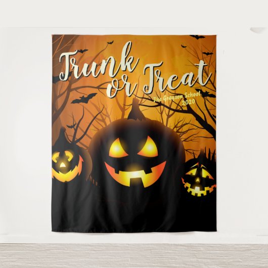 Tas of Behandeling Halloween Pompoenen Foto Achter Wandkleed (Voorkant)
