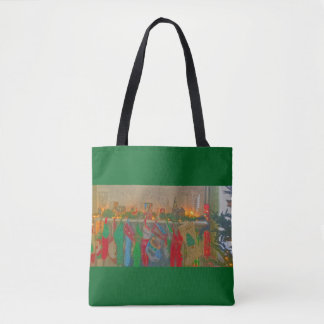Tas- Opgehangen aan de schoorsteen met zorg. Tote Bag