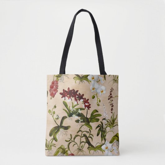 Tas - Orchideeënpatroon in Beige (Voorkant)