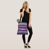 Tas Paars Grijs Zwart Wit Streep Patroon (Op model)