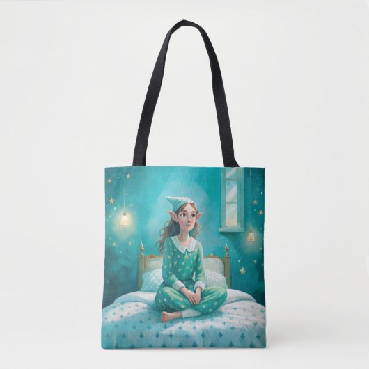 Tas print elf art meisje blauw (Voorkant)