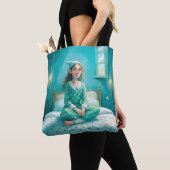 Tas print elf art meisje blauw (Dichtbij)