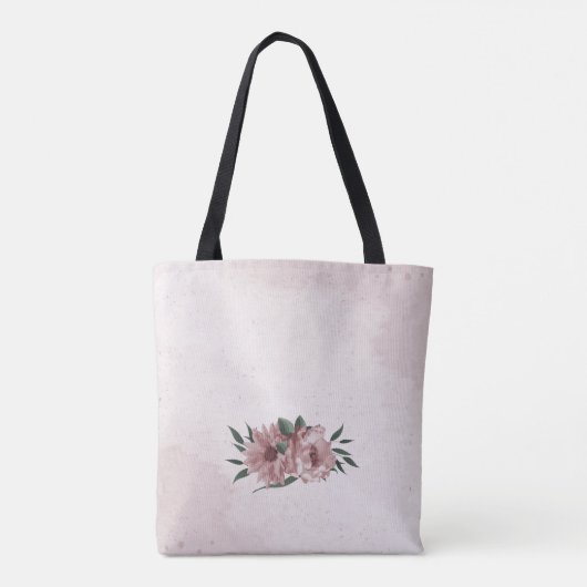 Tas romantisch roze bloemen & groene bladeren (Achterkant)