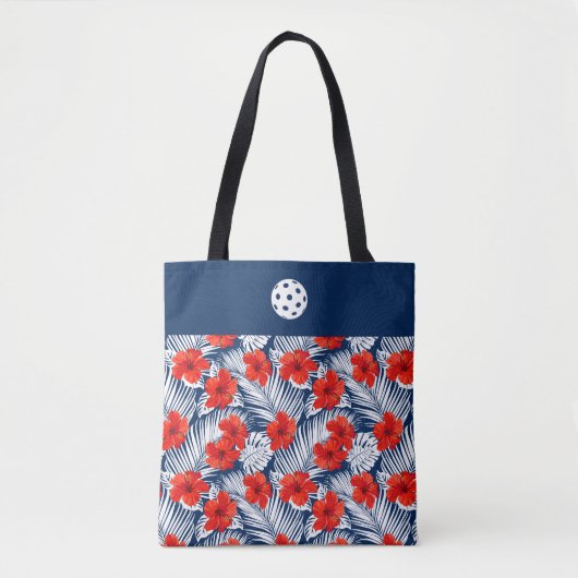 Tas Rood Wit Blauw Hibiscusbloemen (Voorkant)