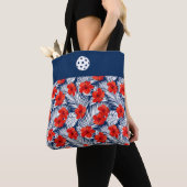 Tas Rood Wit Blauw Hibiscusbloemen (Dichtbij)
