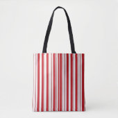 Tas, rood & wit gestreept verticaal tote bag (Voorkant)