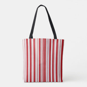Tas, rood & wit gestreept verticaal tote bag