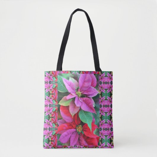 Tas - Roze & Rode Poinsettias (Voorkant)